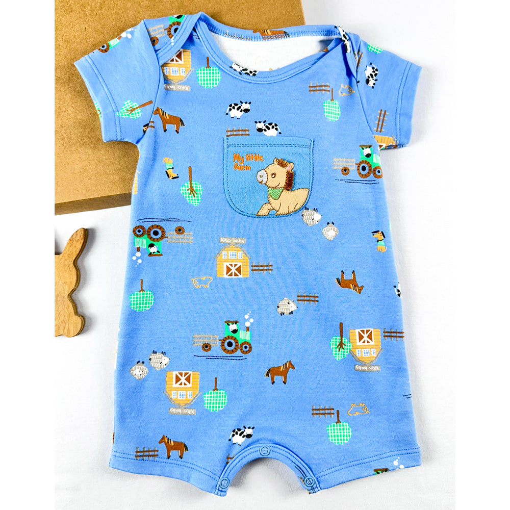 Macaquinho em Suedine Bebê Menino Fazendinha - Kiko Baby