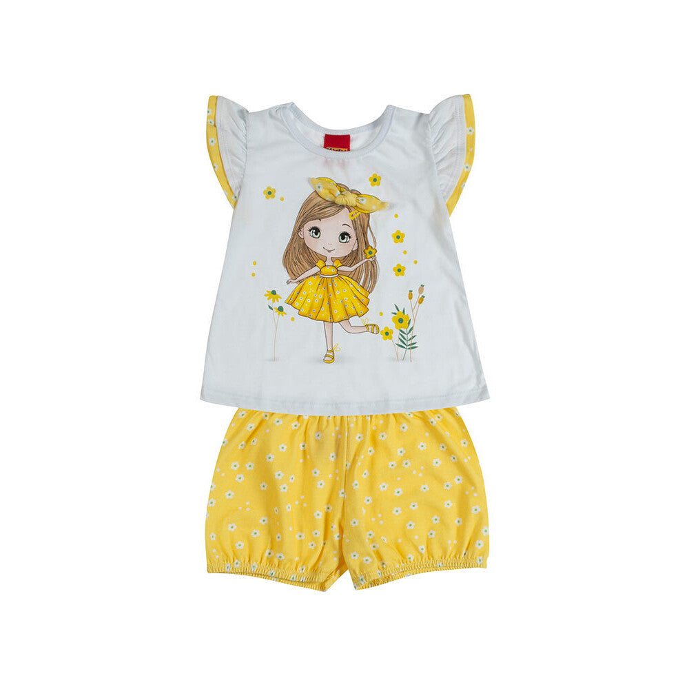 Conjunto Bebê Blusa e Short Menina Flores - Kyly