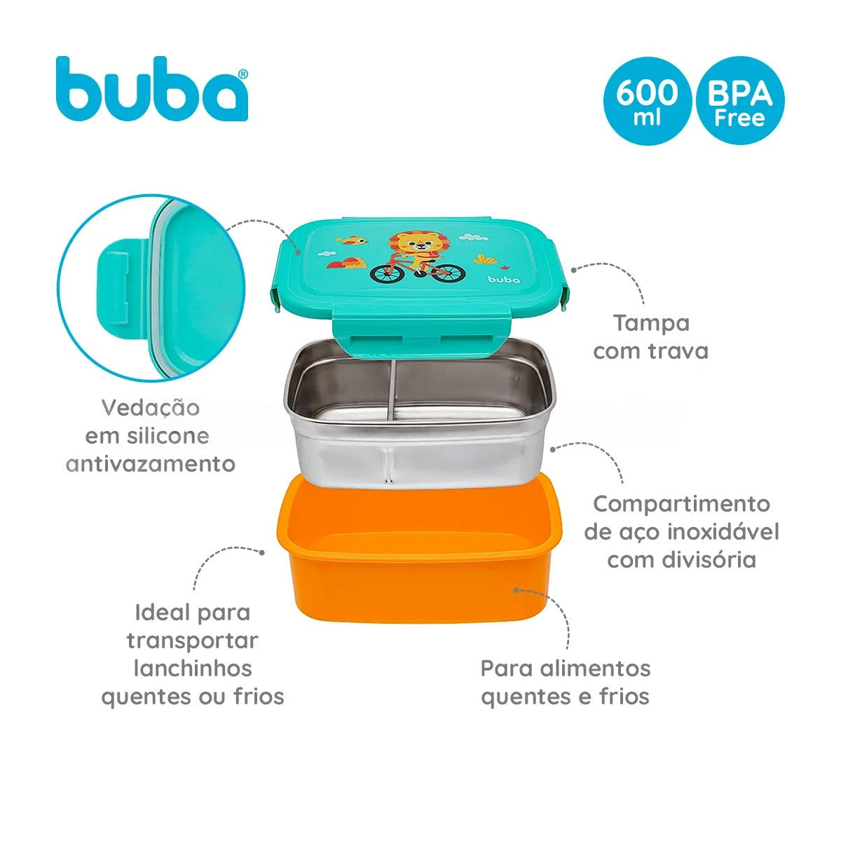 Lancheira Marmita Bentô Box Buba Zoo Leão - Buba