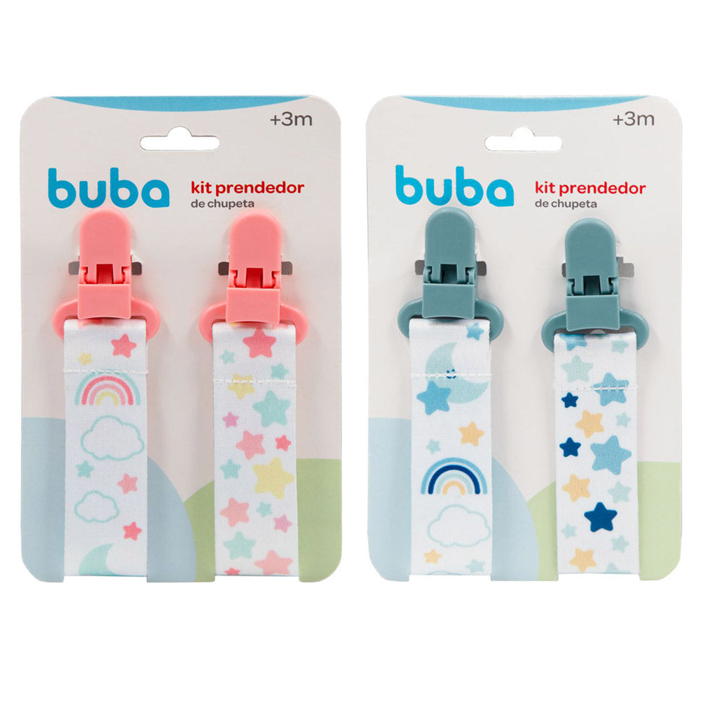 Prendedor de Chupeta Estrelas Kit 2 Un - Buba