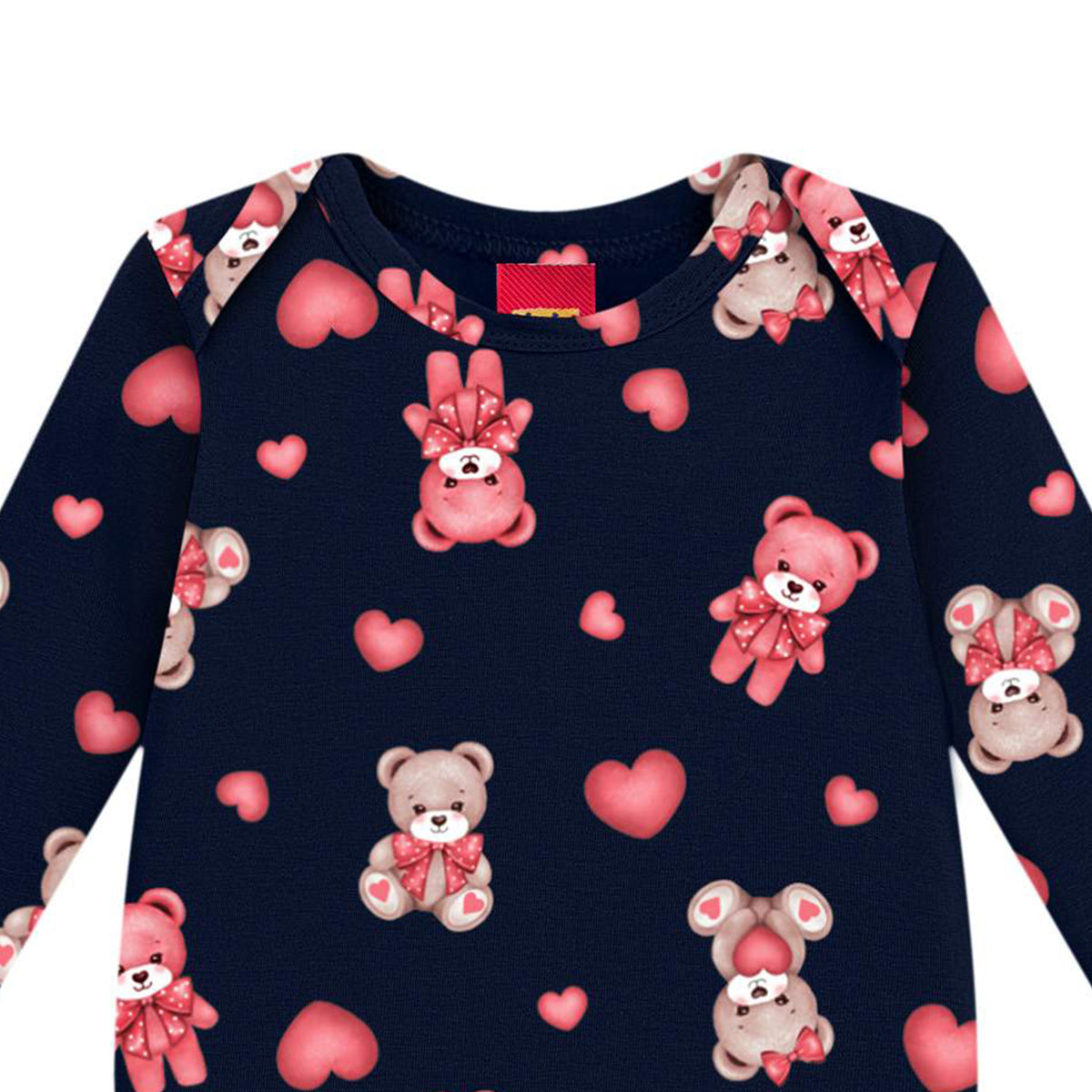 Body Manga Longa Bebê Menina em Cotton Ursos - Kyly