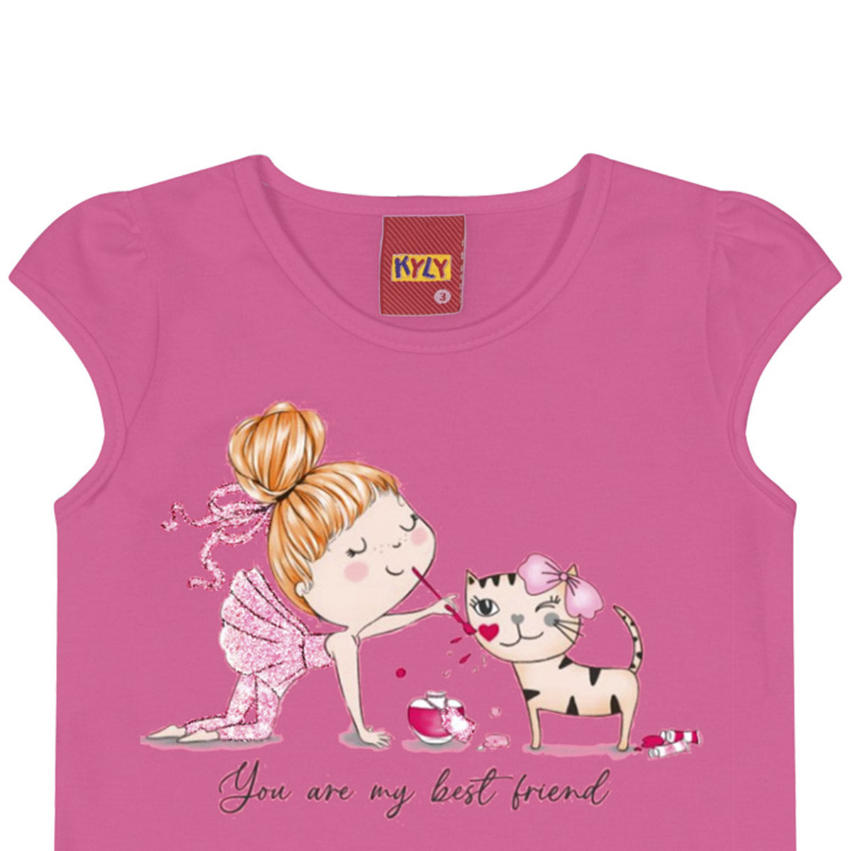 Blusa Infantil Meia Malha Menina e Gatinha - Kyly
