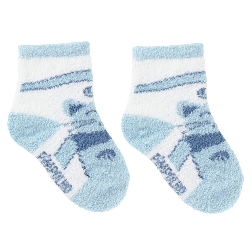 Meia Felpuda Bebê Menino 16-20 Azul Gato - Pimpolho
