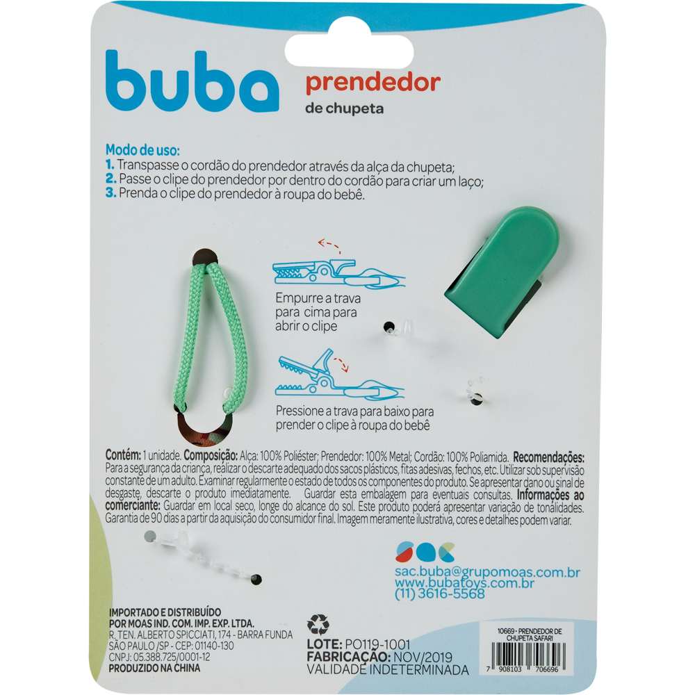 Prendedor de Chupeta Safari - Buba
