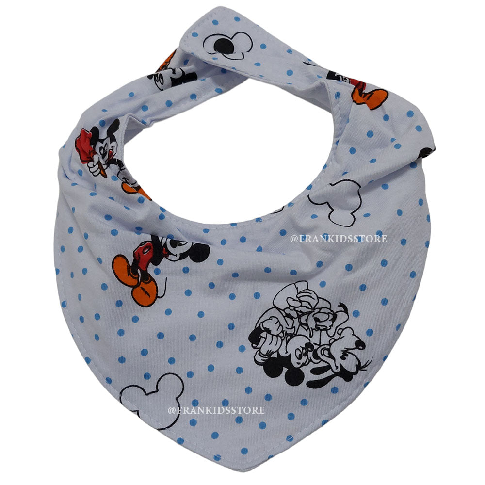 Babador Bandana Impermeável Bebê Mickey Branco Poá