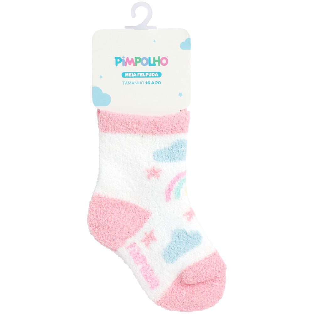 Meia Felpuda Bebê Menina 16-20 Arco-íris - Pimpolho