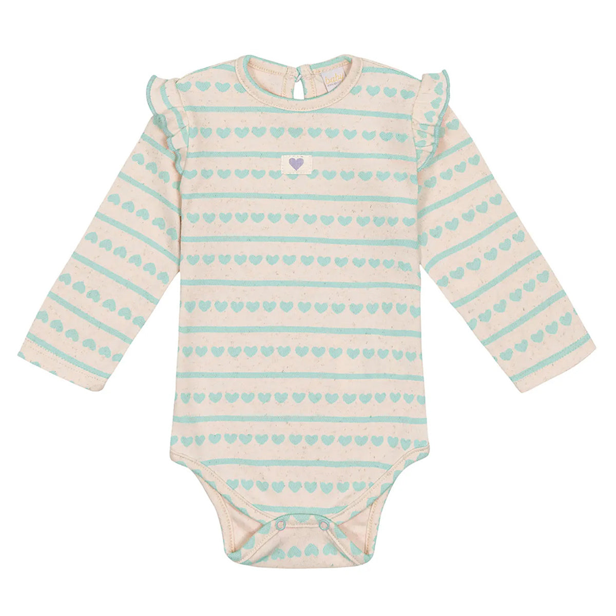 Body Manga Longa Bebê Menina Corações - Abrange