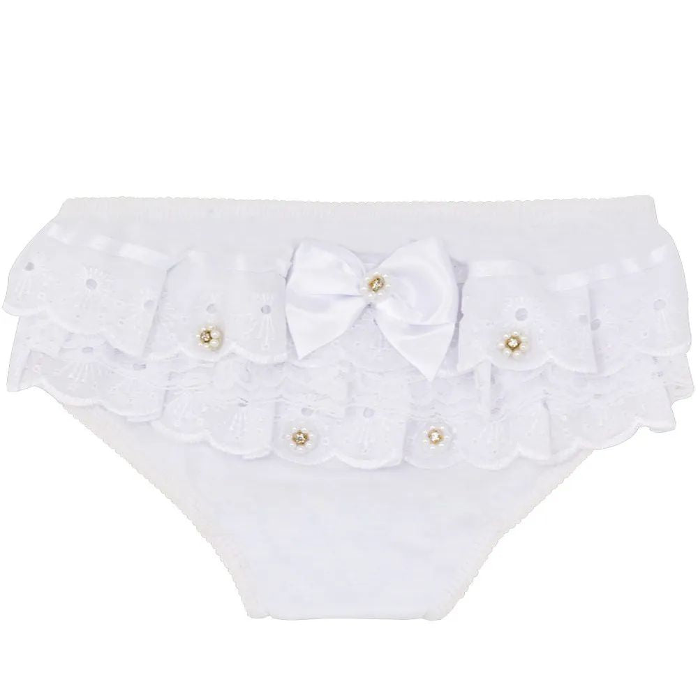 Calcinha Algodão c/ Lese e Laço Bebê - Everly