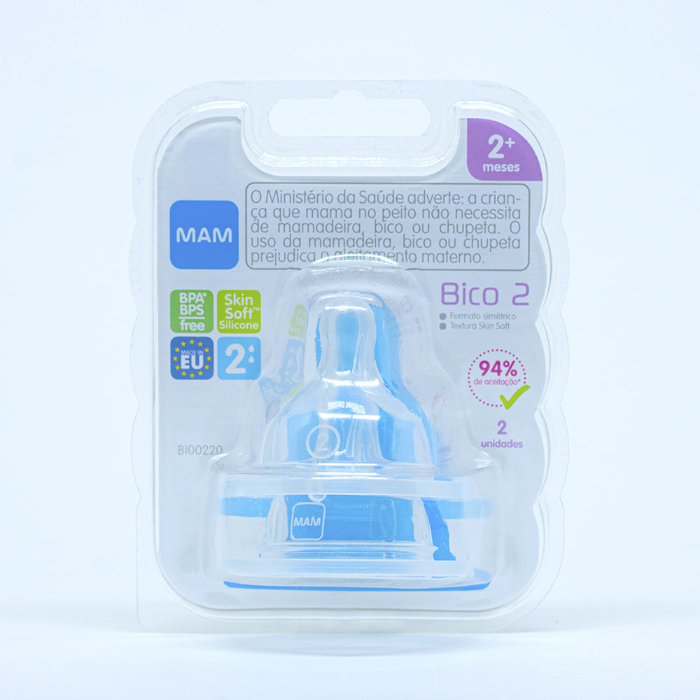 Bico Mamadeira nº 2 (Fluxo Médio) 2+ Meses 2 Un - MAM
