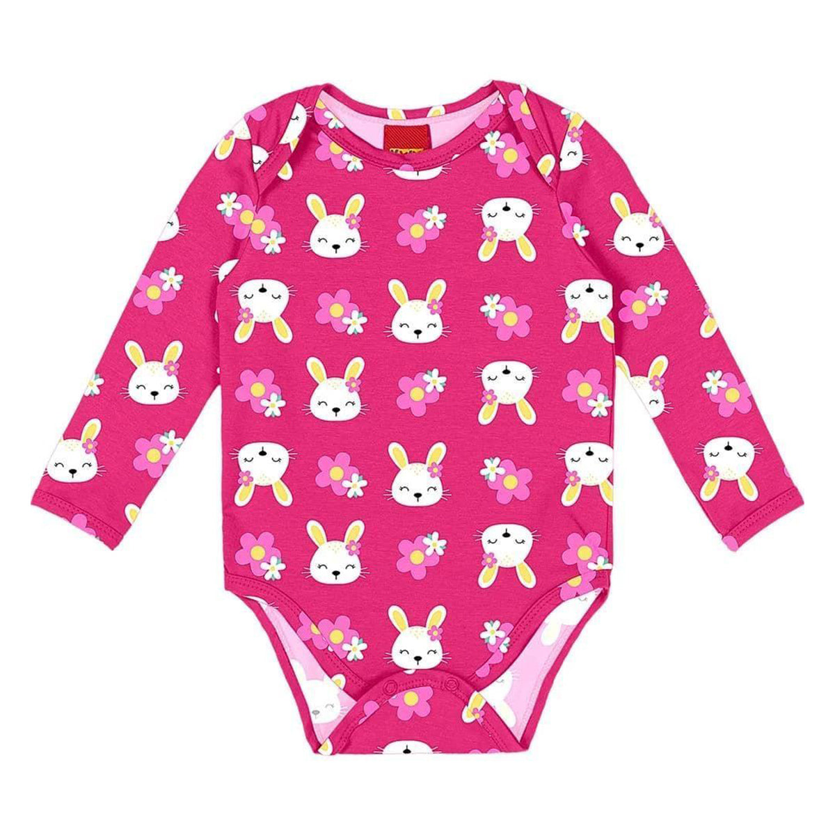 Body Manga Longa Bebê Menina em Cotton Coelhinha - Kyly