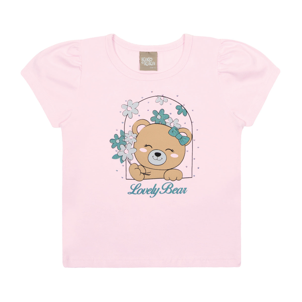 Blusa Infantil Manga Curta Cotton Urso - Kiko e Kika