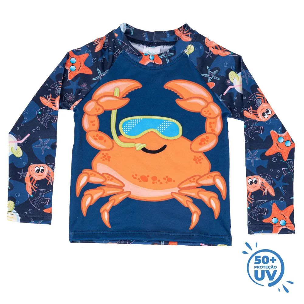 Conjunto Camiseta e Sunga Boxer C/ Proteção UV 50+ Caranguejo - Everly