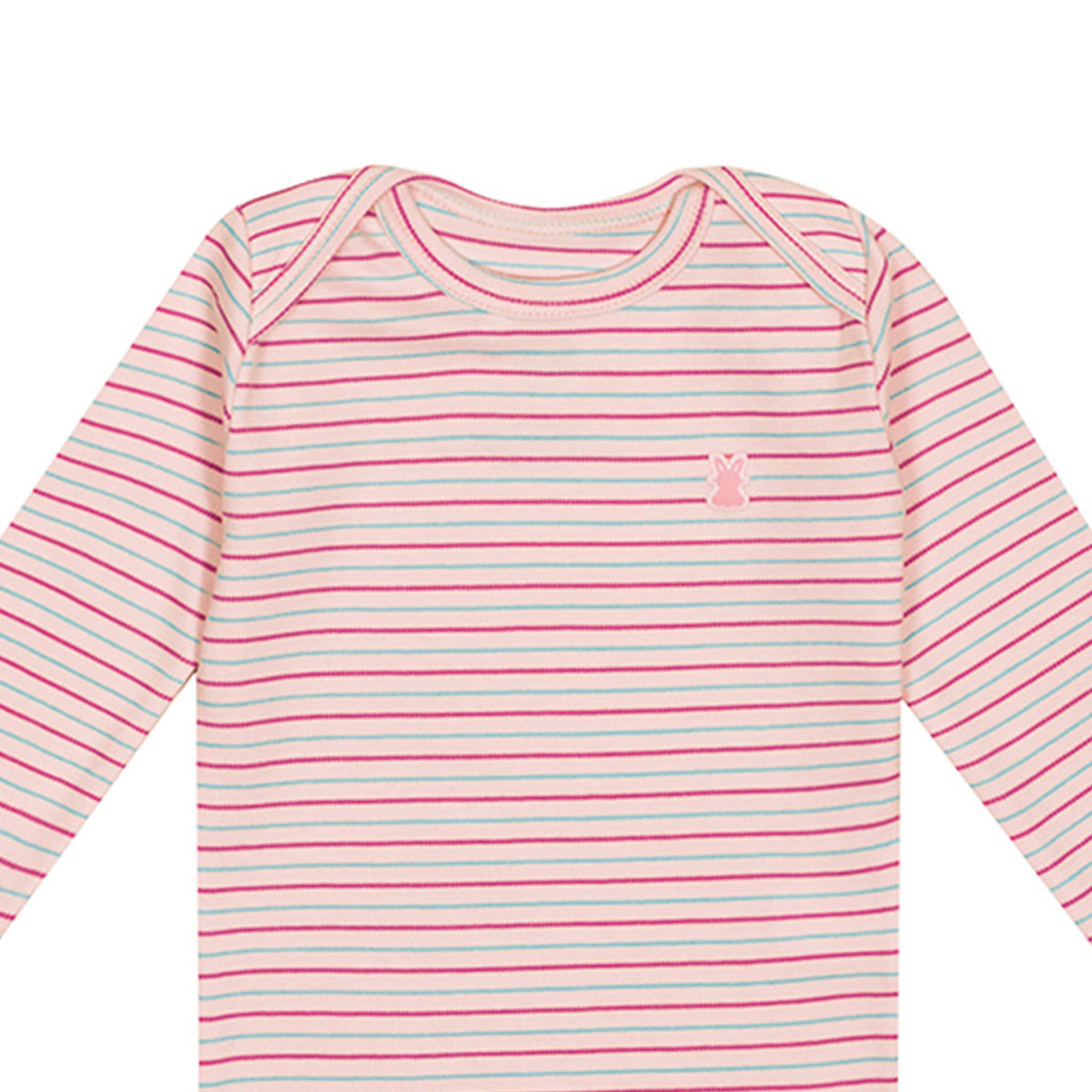 Body Manga Longa Bebê Menina Rosa Listrado - Kiko Baby