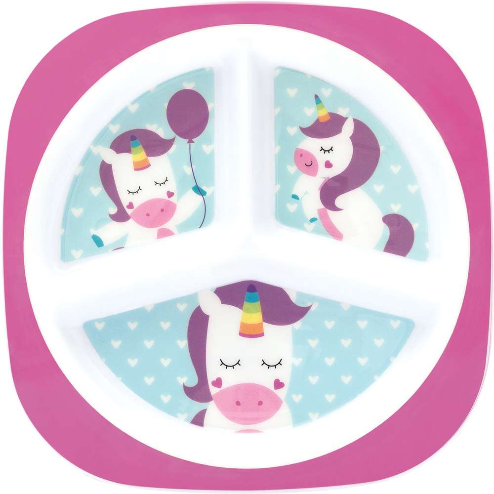 Prato Bebê Infantil Com Divisórias  Unicórnio - Buba