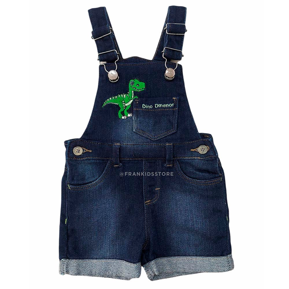 Jardineira Jeans / Moletom Bebê Menino Dino Dmenor - Dmenor