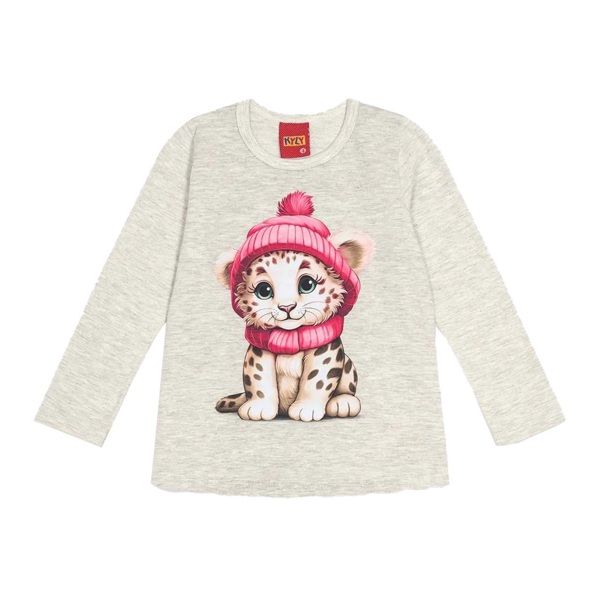 Blusa Manga Longa Infantil Meia Malha Menina Oncinha - Kyly