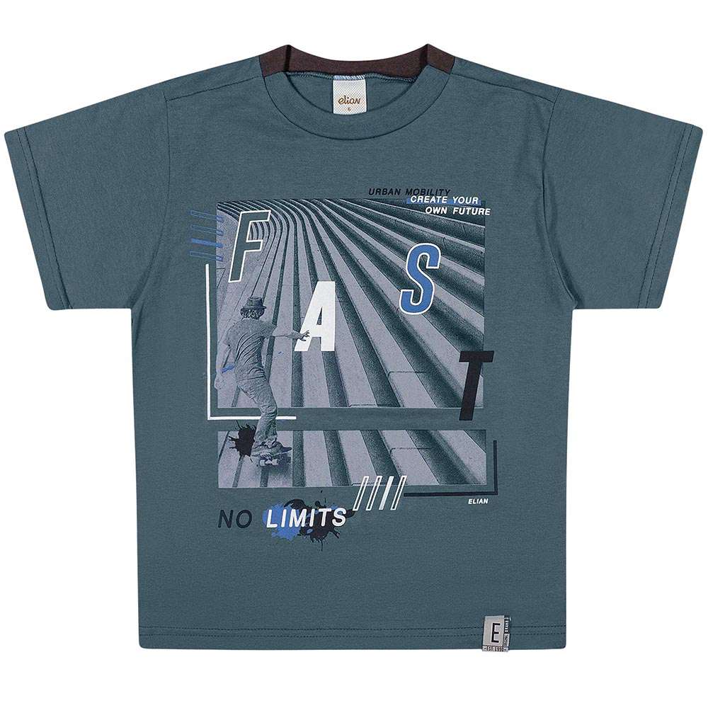 Camiseta em Meia Malha No Limits Azul - Elian