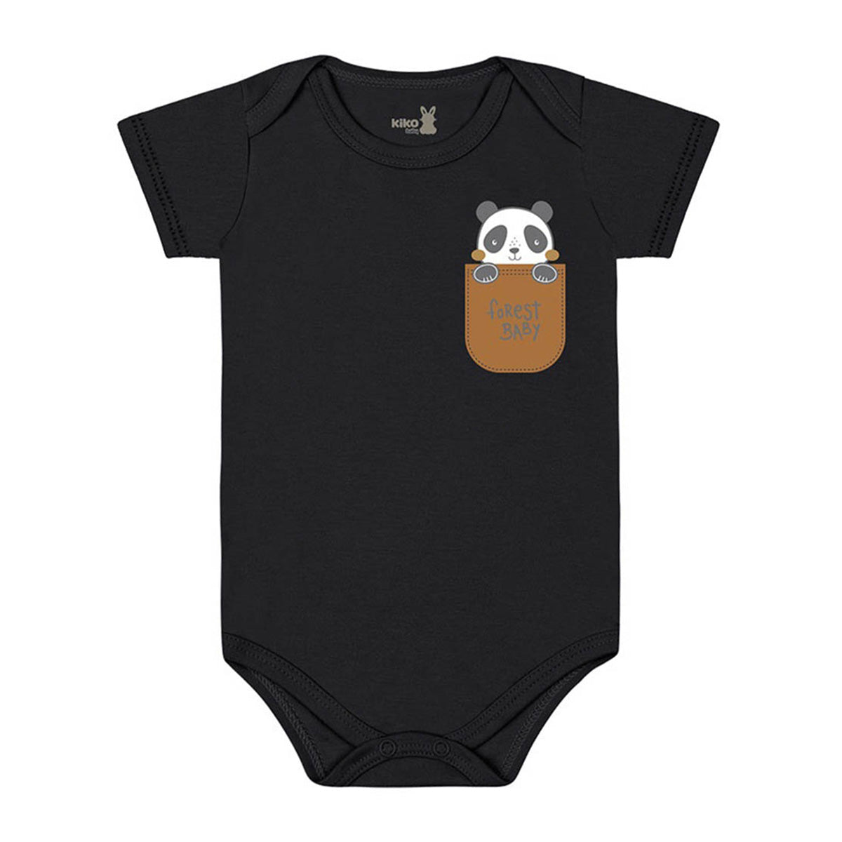Body Manga Curta Bebê Menino Panda - Kiko Baby