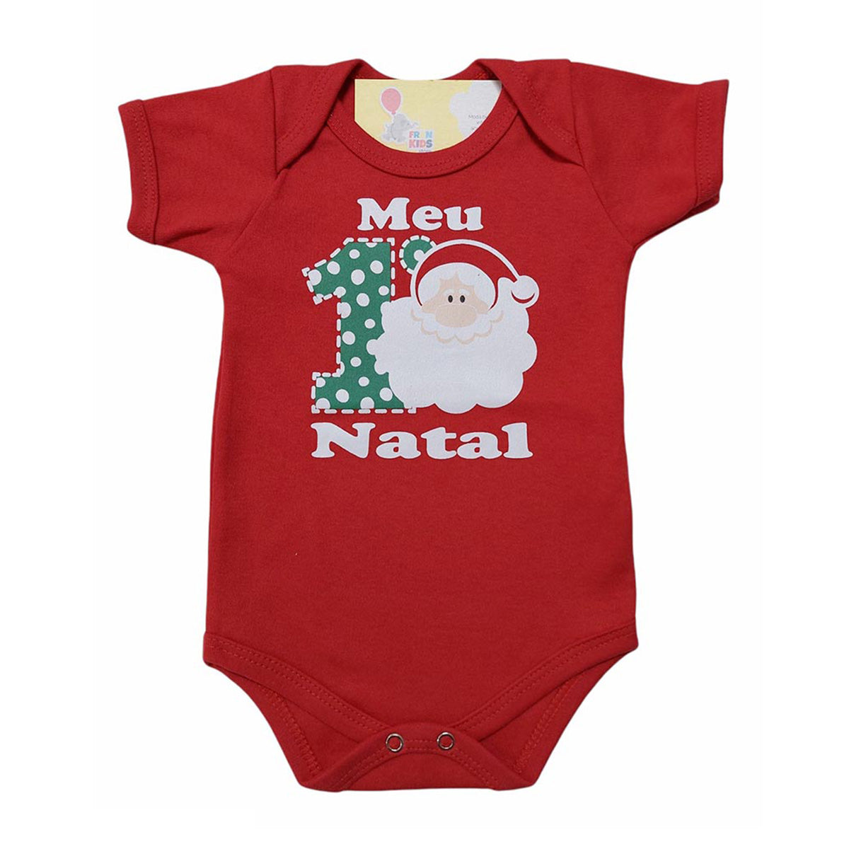 Body Manga Curta Bebê Menino Meu Primeiro Natal