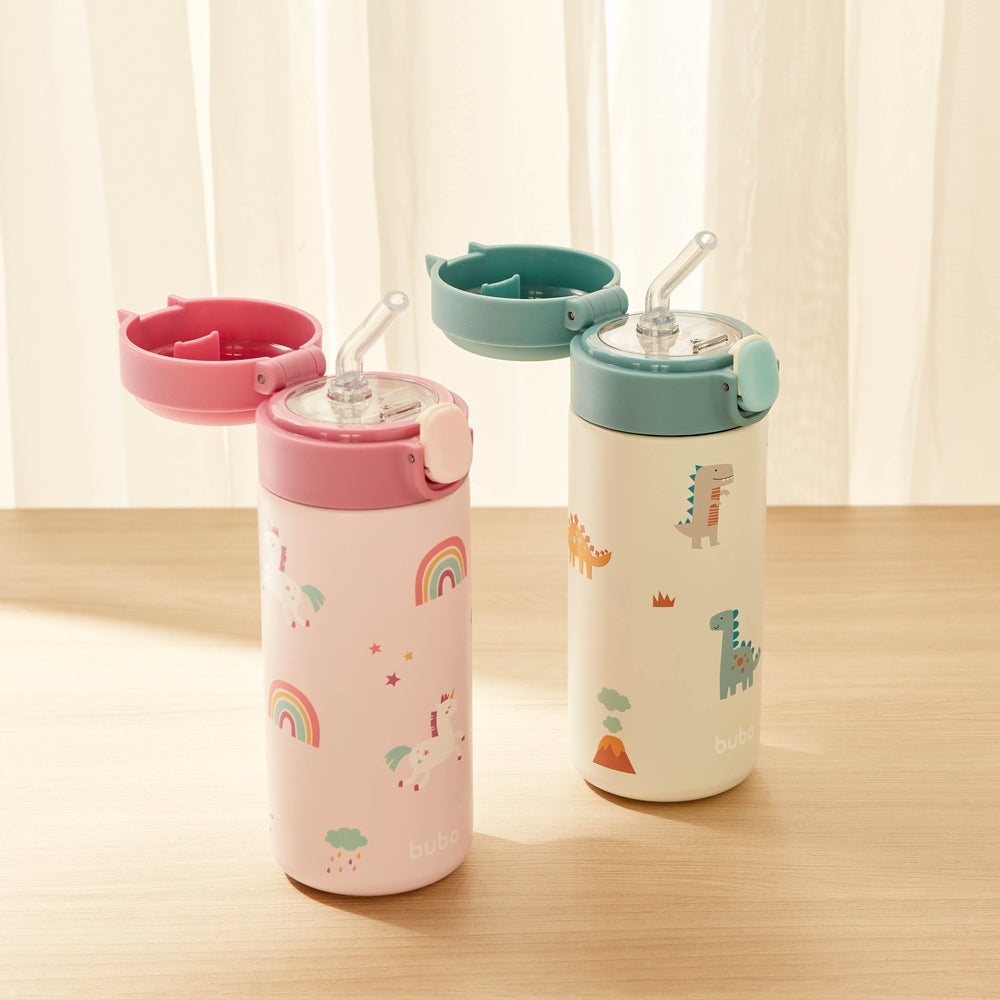 Garrafa Térmica Infantil Inox C/ Canudo 320ml Magic - Buba
