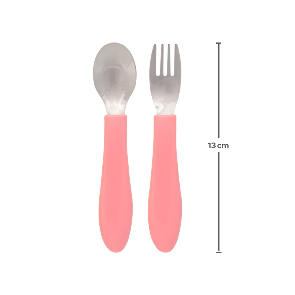 Kit Talher Bebê Colher e Garfo Buba Zoo Rosa - Buba