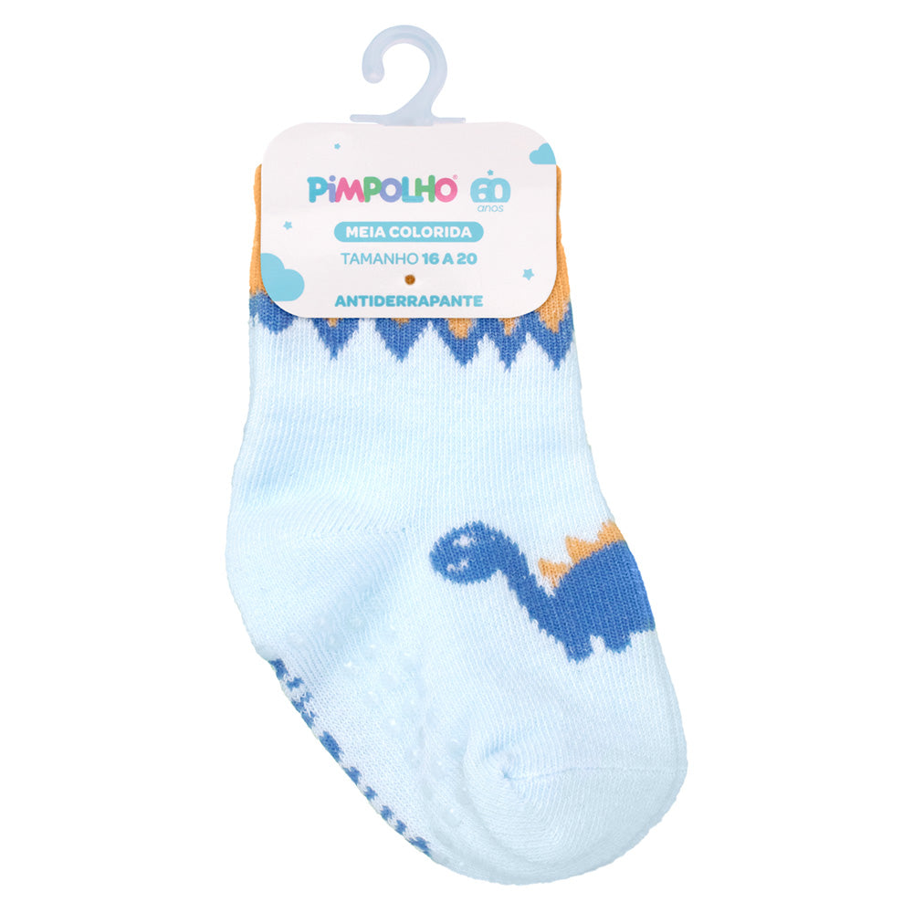 Meia Antiderrapante Bebê Menino 16-20 Dino - Pimpolho
