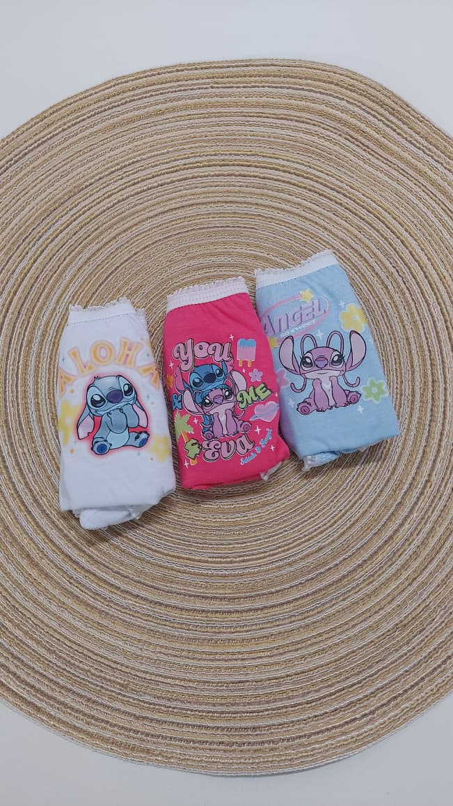 Kit 3 Calcinhas Infantil Kids Angel e Stitch - Lupo