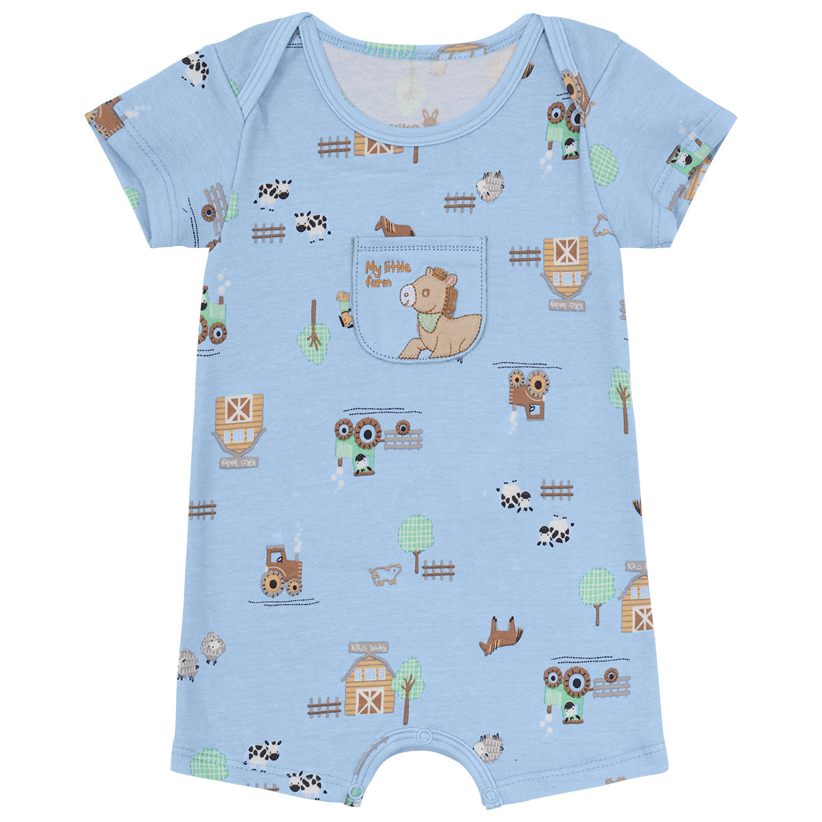 Macaquinho em Suedine Bebê Menino Fazendinha - Kiko Baby