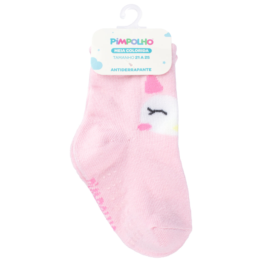 Meia Antiderrapante Bebê Menina 21-25 Coruja - Pimpolho