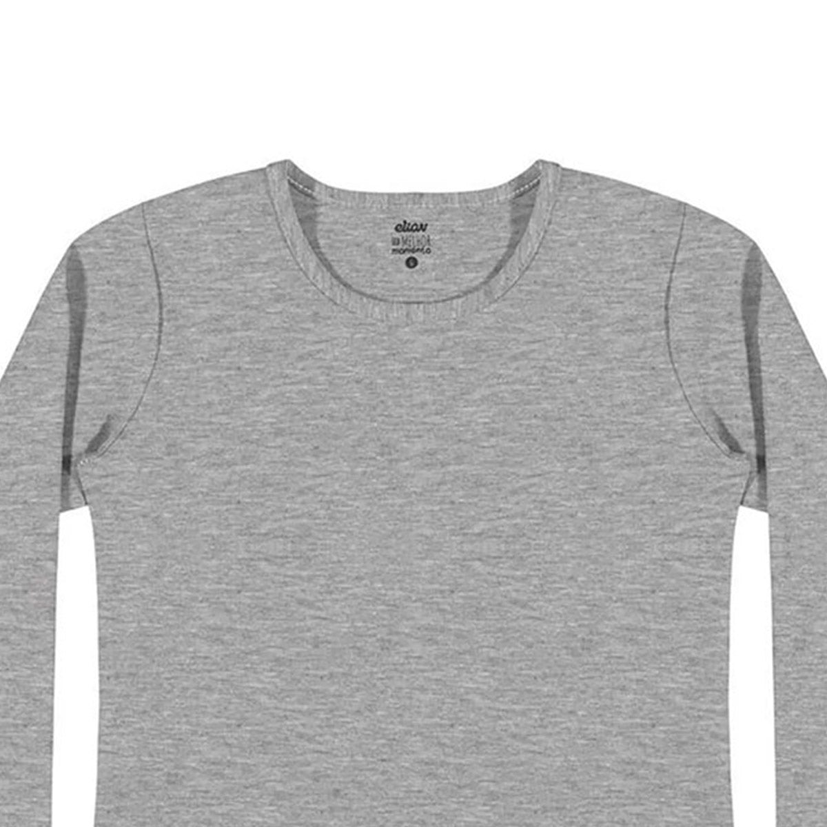 Blusa Básica Infantil Menina em Cotton Leve Cinza- Elian