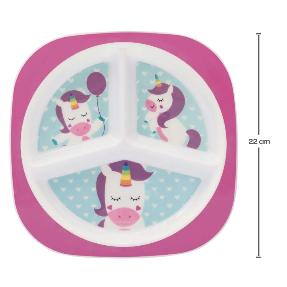 Prato Bebê Infantil Com Divisórias  Unicórnio - Buba