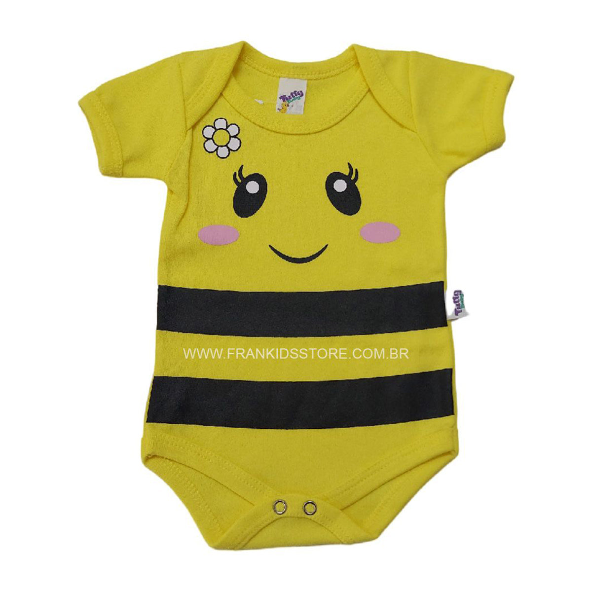 Body Manga Curta Bebê Menina Abelhinha