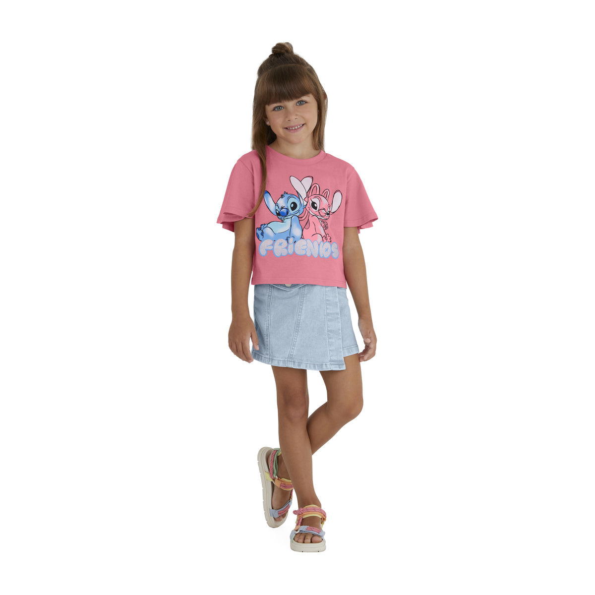 Blusa Infantil Menina Box Manga Curta Stitch - Malwee Kids