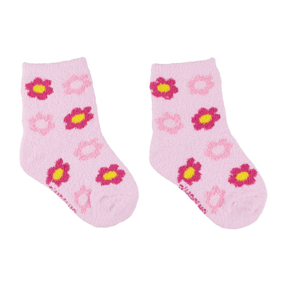 Meia Felpuda Bebê Menina 21-25 Rosa Flores - Pimpolho