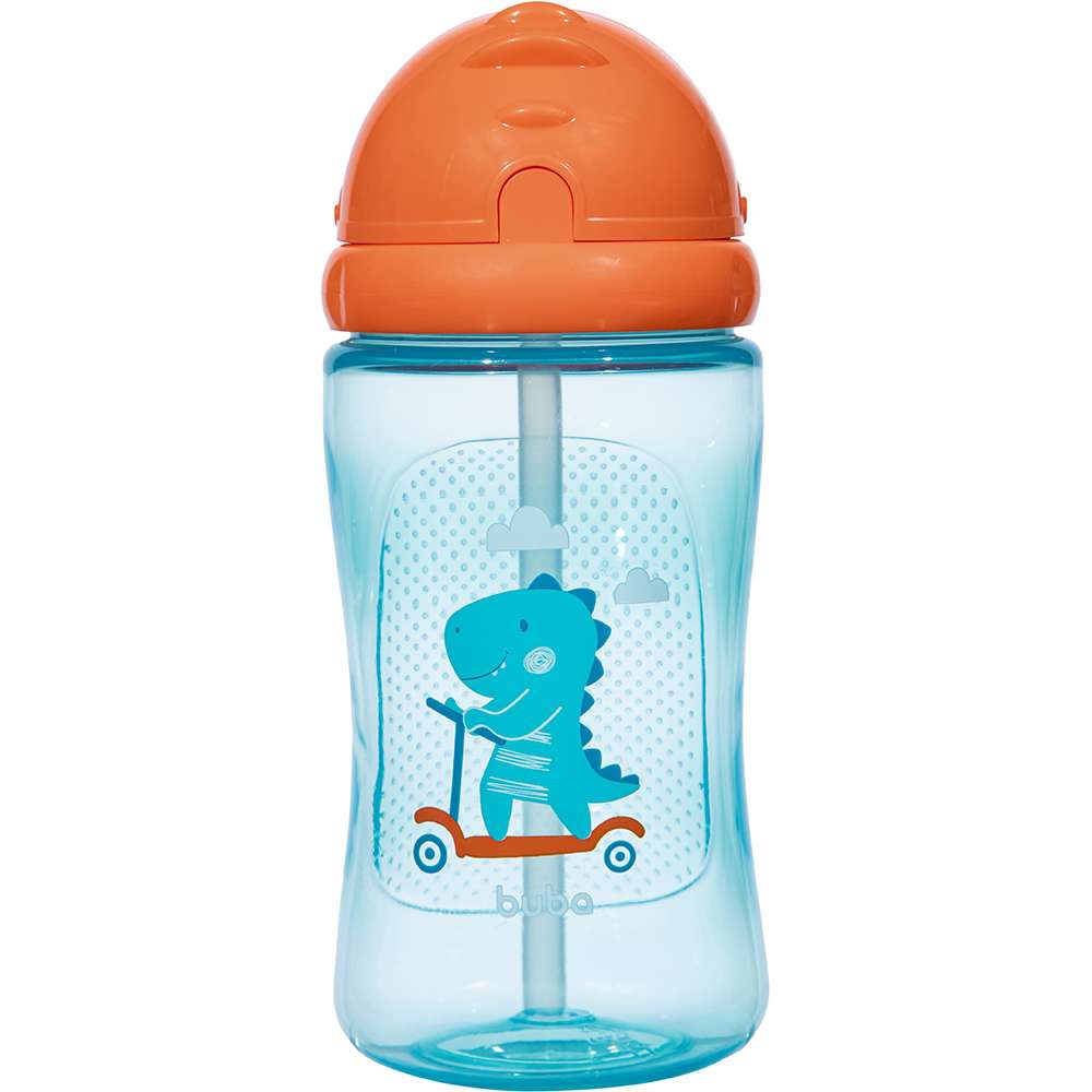 Garrafa Infantil Canudo 340ml Dino Patinete - Buba