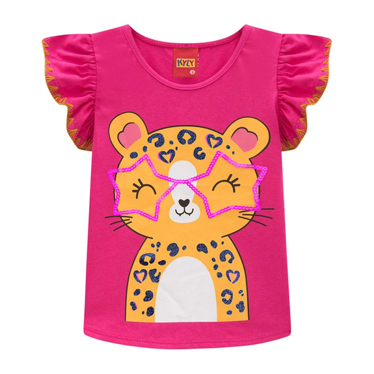 Blusa Manga Curta Infantil Oncinha de Óculos - Kyly