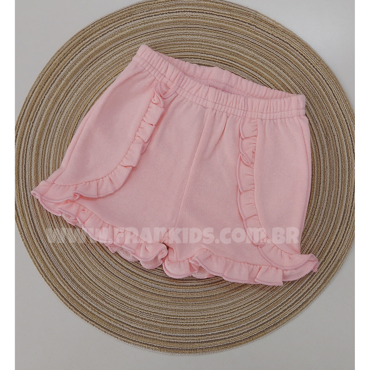 Short Bebê Infantil Menina Moletinho Com Babado - Tilly Baby