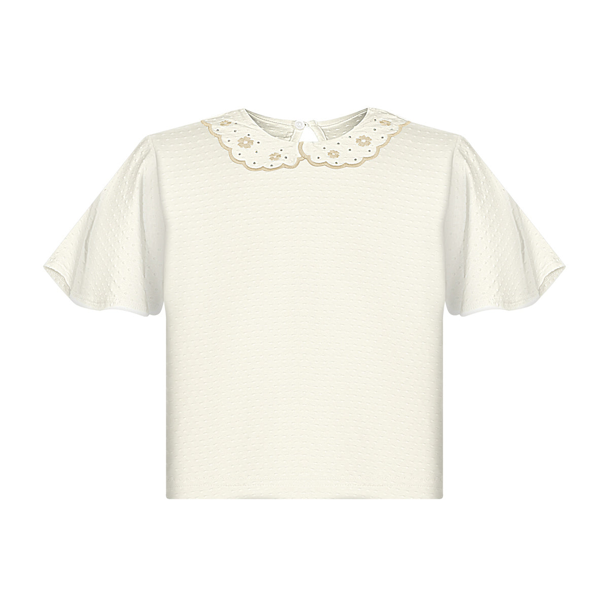 Blusa Infantil Menina Texturizada Gola Bordada - Alakazoo