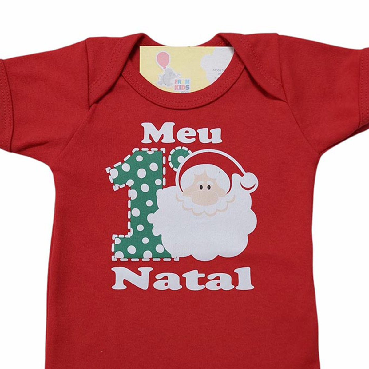 Body Manga Curta Bebê Menino Meu Primeiro Natal