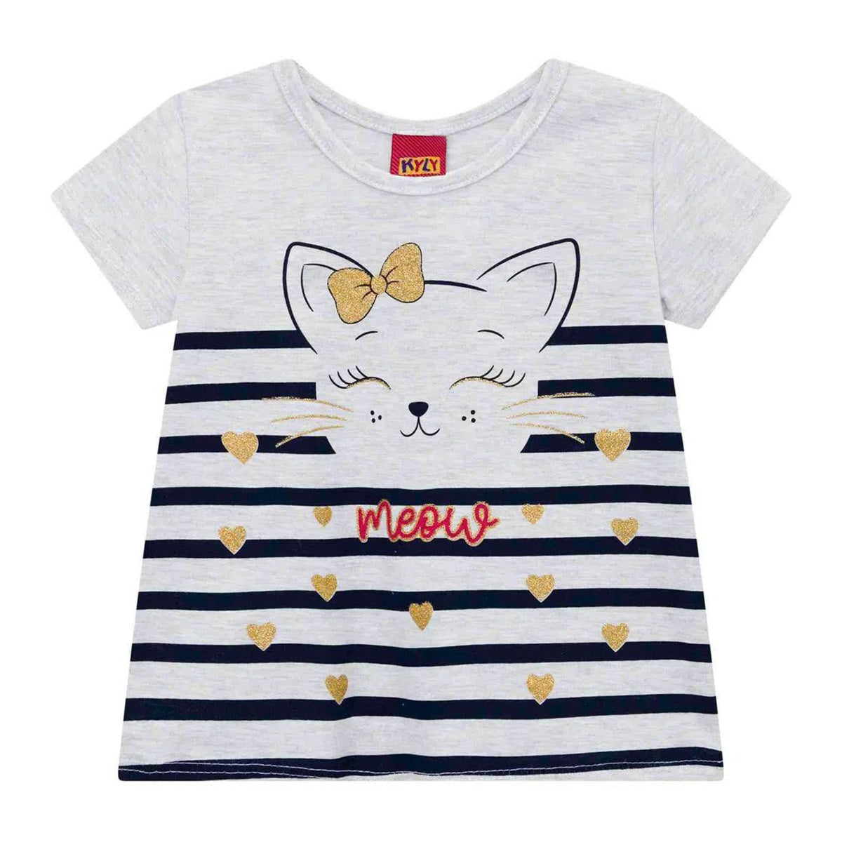 Blusa Infantil Menina Cinza Claro Gato - Kyly