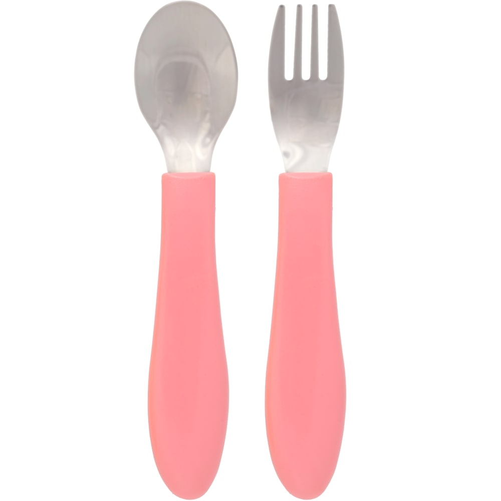 Kit Talher Bebê Colher e Garfo Buba Zoo Rosa - Buba