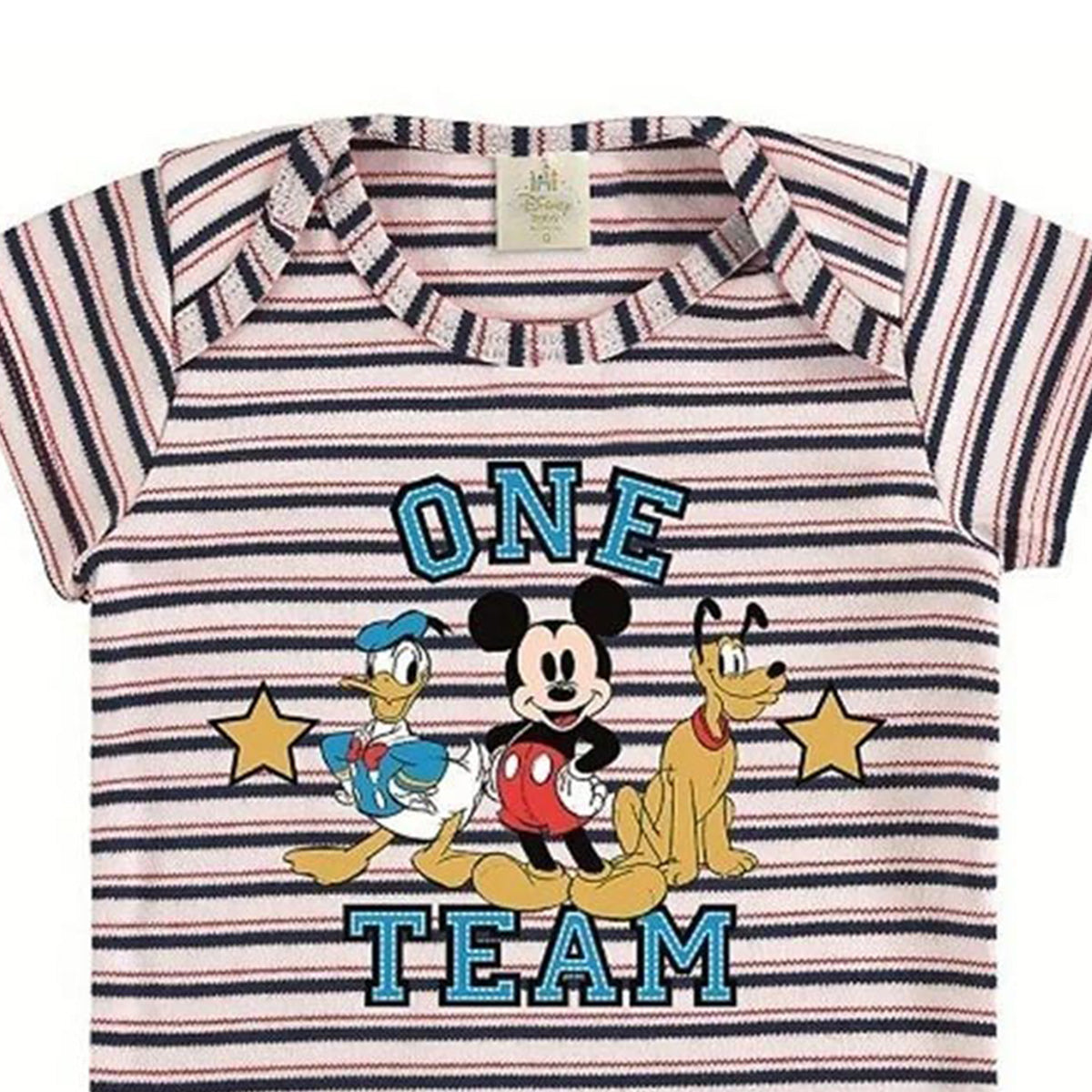 Body Manga Curta Bebê Disney Baby Mickey Listras - Marlan