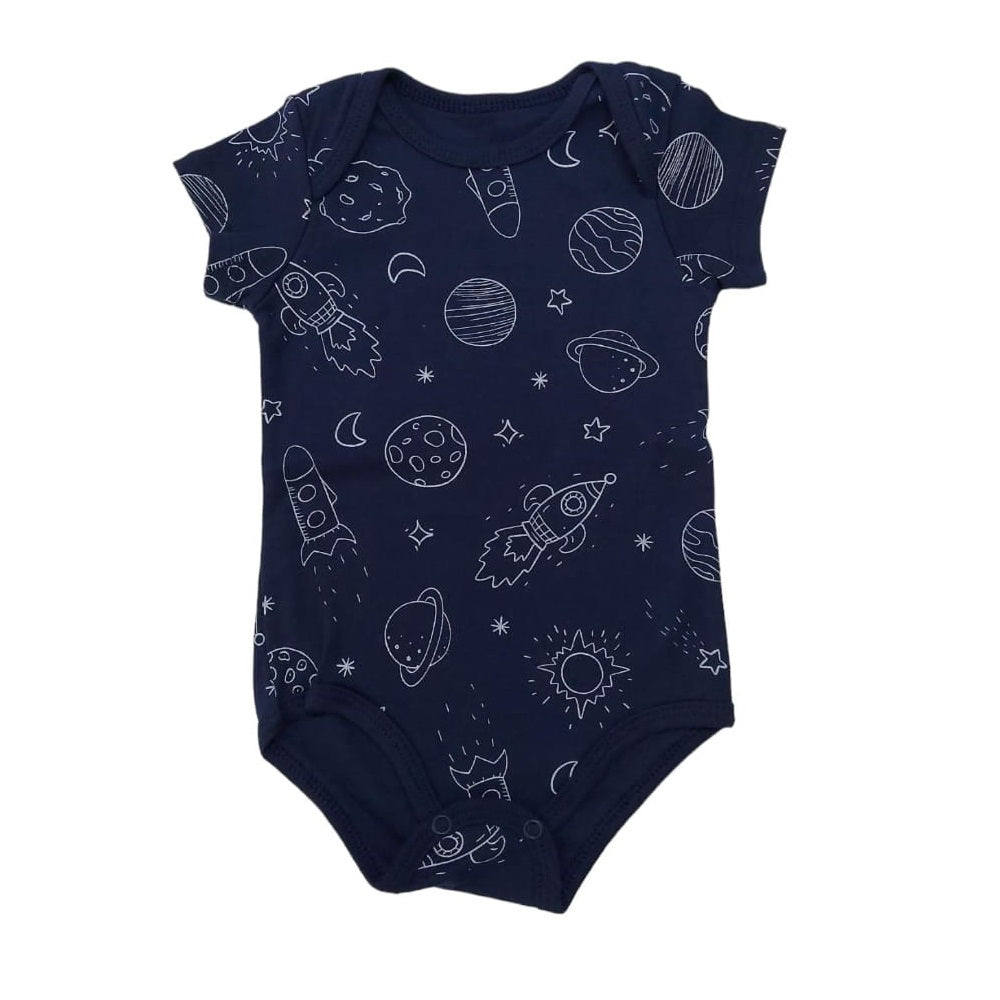 Body Manga Curta Bebê Menino Planetas Marinho - Have Fun