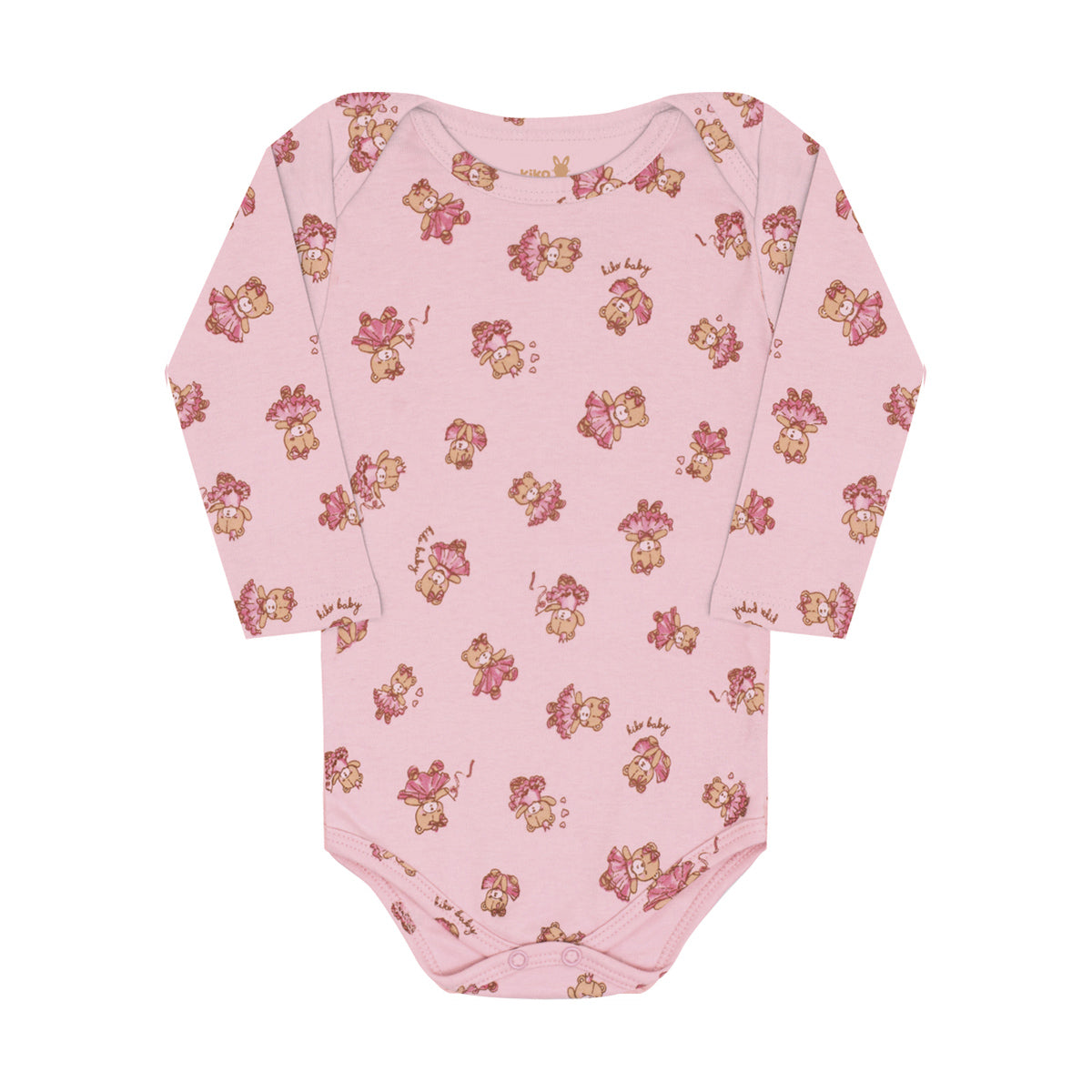 Body Manga Longa Bebê Menina Ursinhas - Kiko Baby
