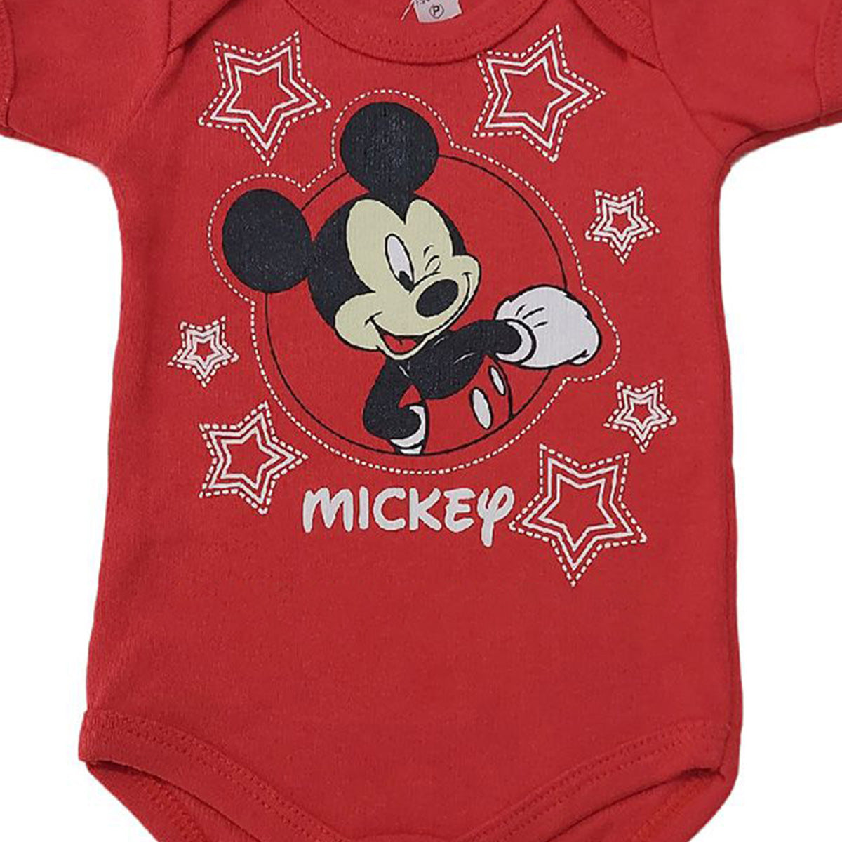 Body Manga Curta Bebê Menino Mickey Estrelas