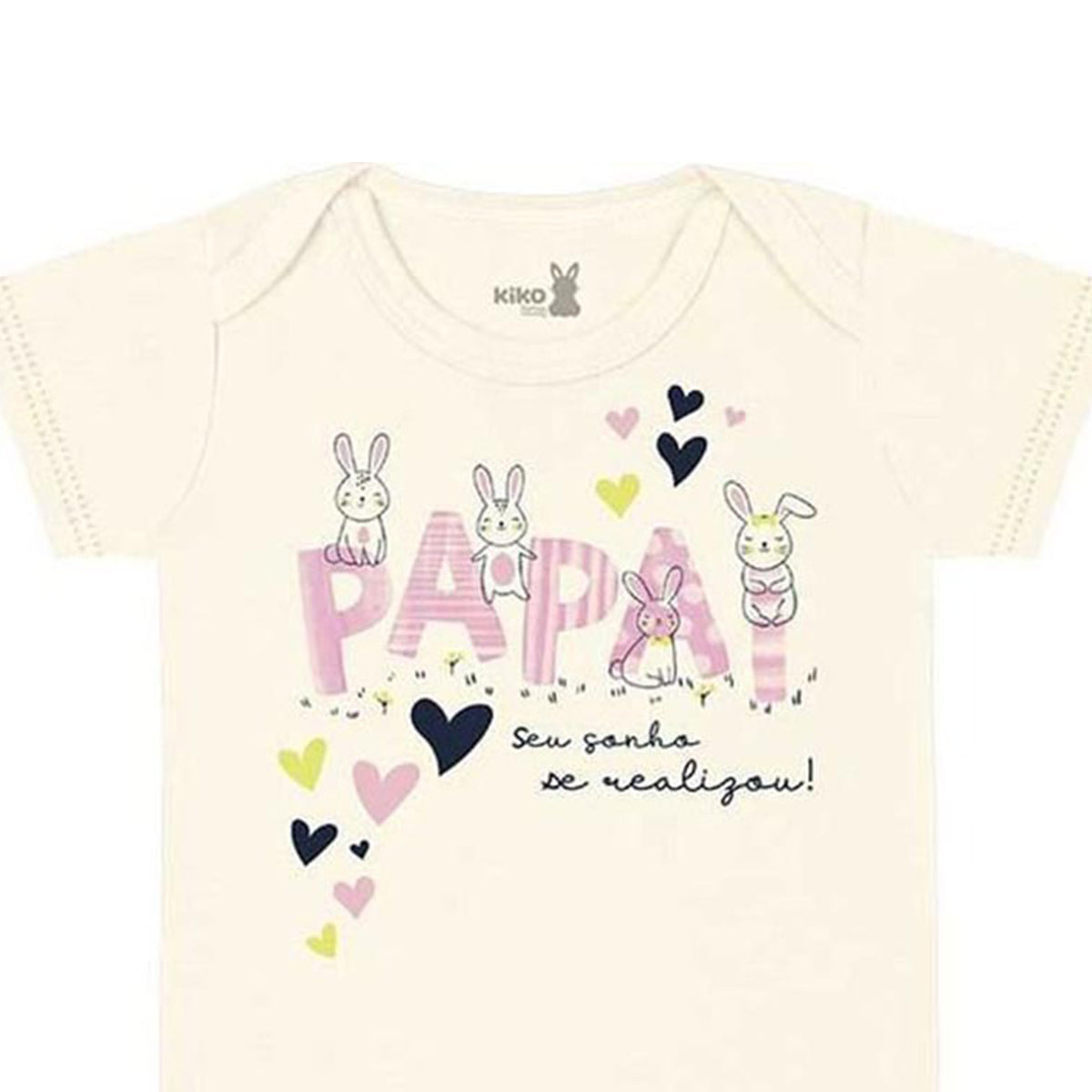 Body Manga Curta Bebê Menina Papai Seu Sonho - Kiko Baby
