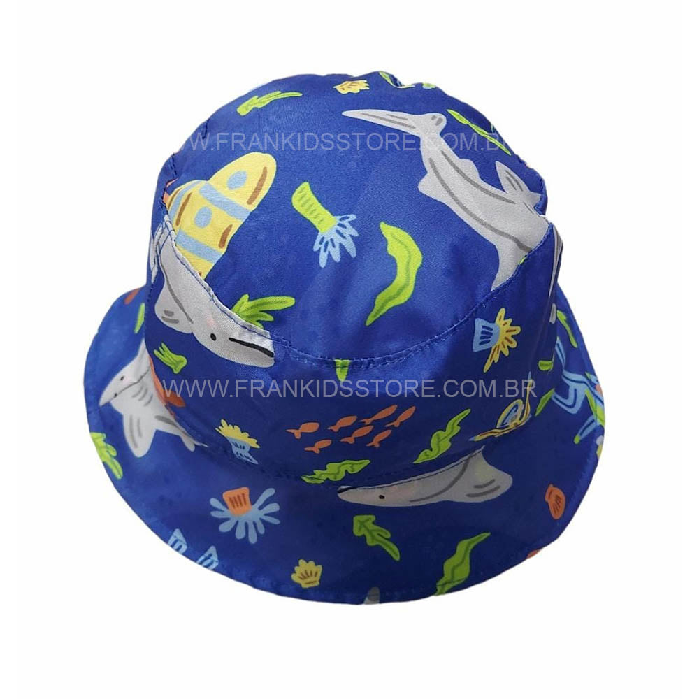 Chapéu Com Proteção UV 50+ Marinho Tubarão - Everly