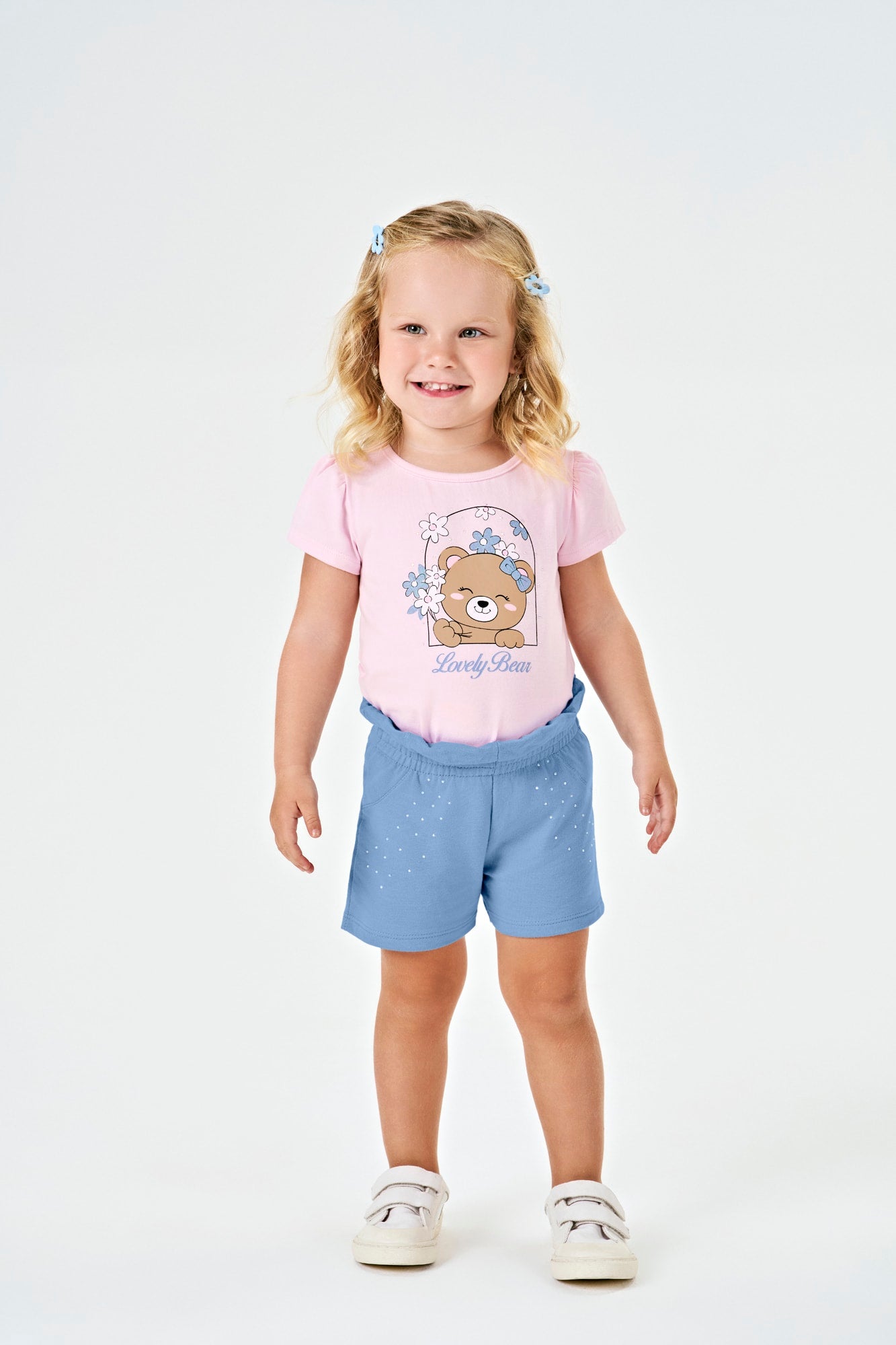 Blusa Infantil Manga Curta Cotton Urso - Kiko e Kika