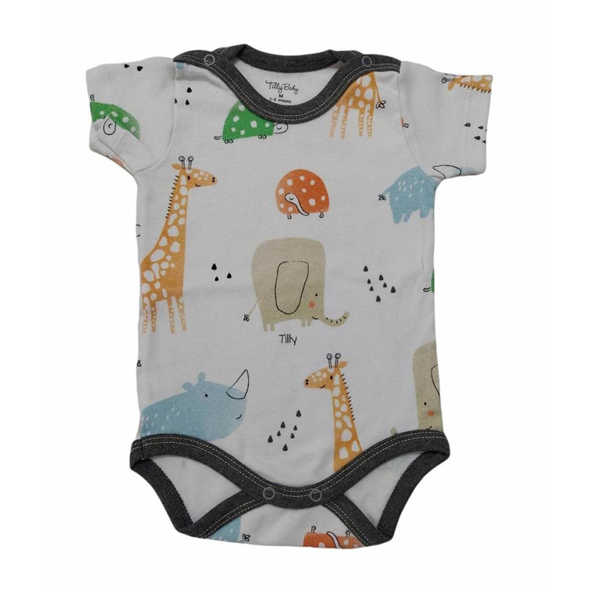 Body Manga Curta Bebê Menino Suedine Safári - Tilly Baby