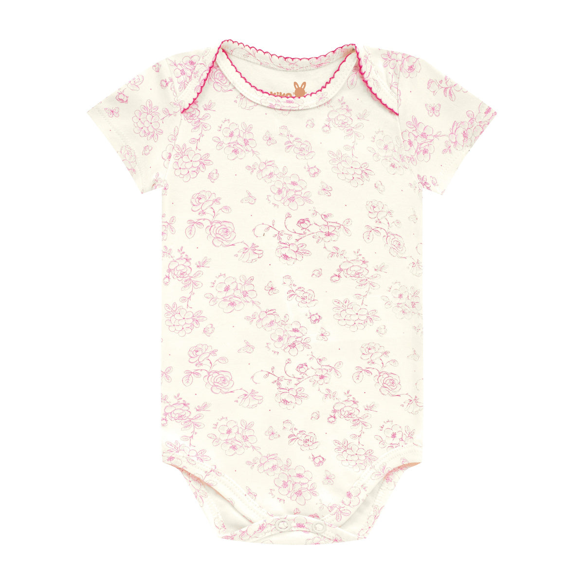 Body Manga Curta Bebê Menina Suedine Florido - Kiko Baby